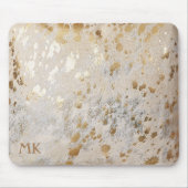 Monogram Initialen Goud Koeienhuid Print Metallic Muismat (Voorkant)