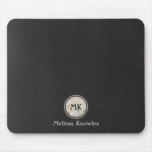 Monogram Initialen Goud Koeienhuid Print Metallic Muismat (Voorkant)