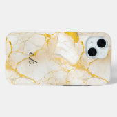Monogram Initialen goudgeel wit marmer Case-Mate iPhone Case (Achterkant (horizontaal))