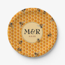 Monogram Initialen Honeycomb bijen Gold