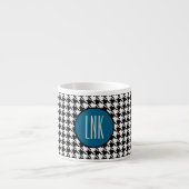 Monogram Initialen, Houndstooth Ocean Blue 6oz. Espresso Kop (Voorkant)