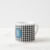 Monogram Initialen, Houndstooth Ocean Blue 6oz. Espresso Kop (Voorkant rechts)