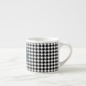 Monogram Initialen, Houndstooth Ocean Blue 6oz. Espresso Kop (Rechts)