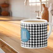 Monogram Initialen, Houndstooth Ocean Blue 6oz. Espresso Kop