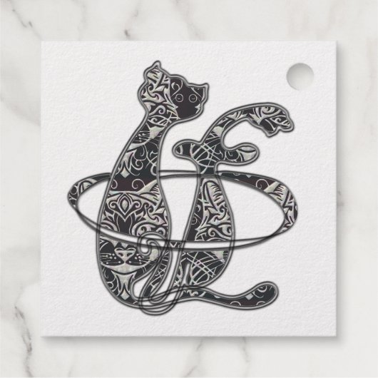 Monogram Initialen in Cat Engels Taal Bedankjes Labels (Achterkant)