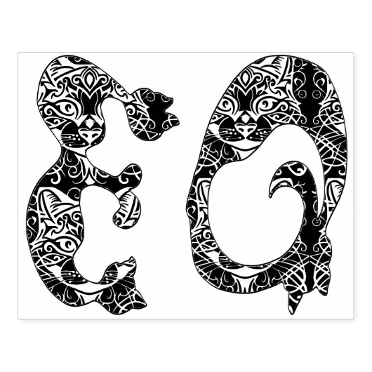 Monogram Initialen in Cat Engels Taal Rubberstempel (Afrduk)