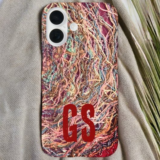 Monogram initialen kleurrijke abstracte patroongir Case-Mate iPhone case