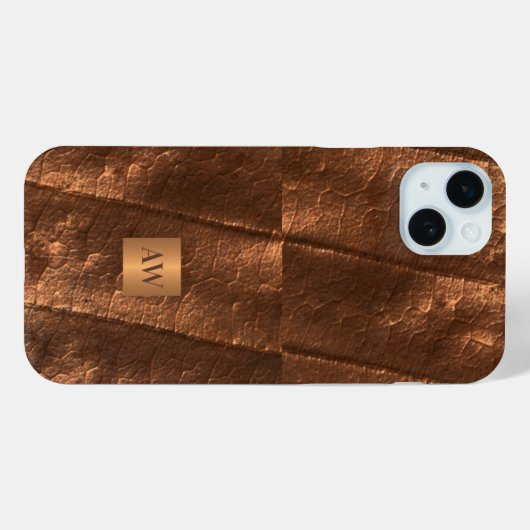 Monogram initialen koper metallic faux folie Case-Mate iPhone case (Achterkant (horizontaal))