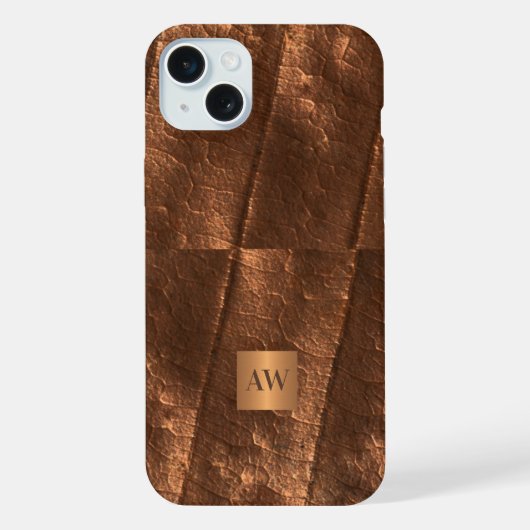 Monogram initialen koper metallic faux folie iPhone hoesje (Achterkant)