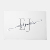 Monogram Initialen Koppels Namen Wit Deurmat (Voorkant)