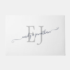 Monogram Initialen Koppels Namen Wit Deurmat