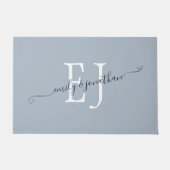 Monogram Initialen Koppels Names Dusty Blue Deurmat (Voorkant)