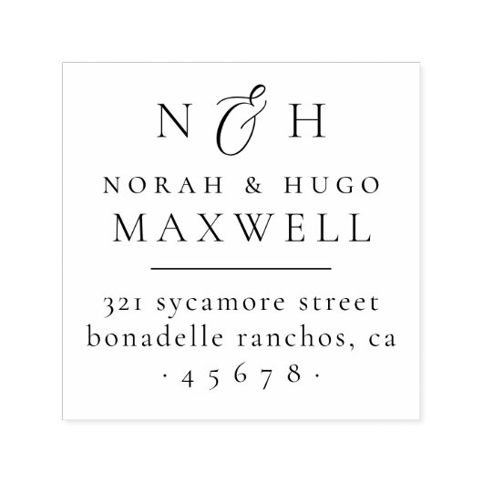 Monogram Initialen Koppels Retouradres Zelfinktende Stempel (Design)