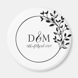 Monogram Initialen Laurel Branch Wedding Logo Magneet