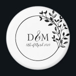 Monogram Initialen Laurel Tak Bruiloft Logo Magneet<br><div class="desc">Trouwmagneet,  beschikt over een romantische lauriertak gedrapeerd over een ronde merkbruiloft logo. Pas aan met uw monogram en initialen,  samen met datum van gebeurtenis.</div>