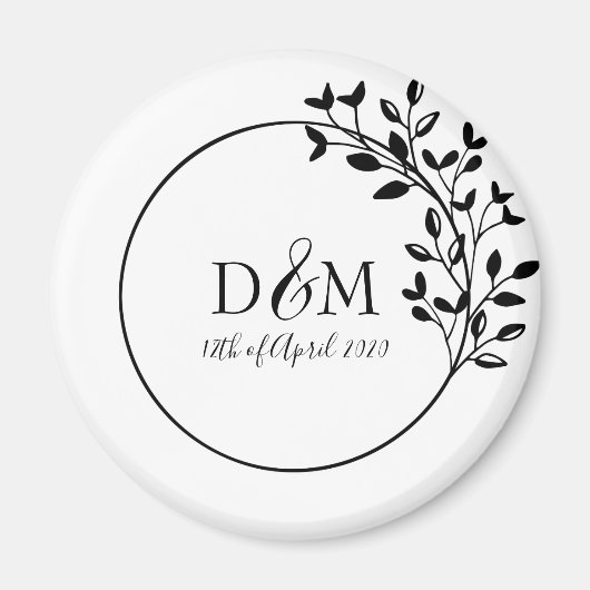 Monogram Initialen Laurel Tak Bruiloft Logo Magneet (Voorkant)
