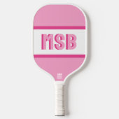 Monogram Initialen, Leuke Roze Strepen, Aangepast Pickleball Paddle (Voorkant)