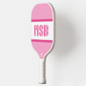 Monogram Initialen, Leuke Roze Strepen, Aangepast Pickleball Paddle (Links)