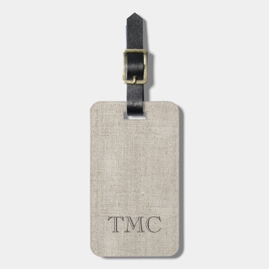 Monogram Initialen Linnen Stof Travel Classic Bagagelabel (Voorkant verticaal)