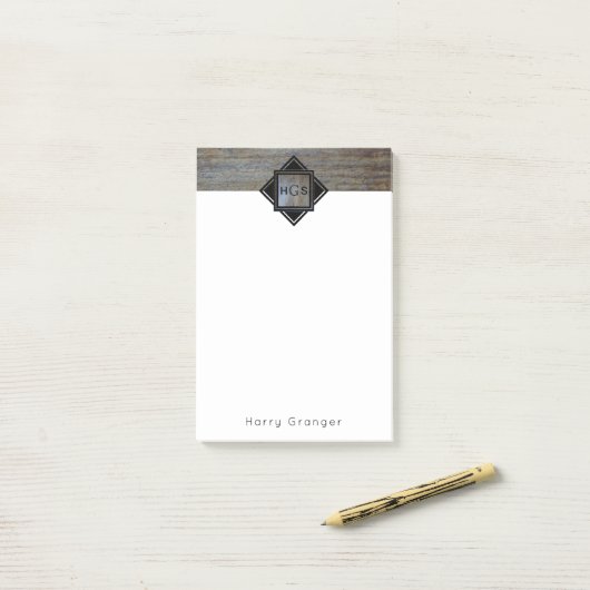 Monogram Initialen Masculine voor jongens | Rustis Post-it® Notes (Op bureau)