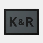 Monogram Initialen Matig zwart en grijs Deurmat (Voorkant)