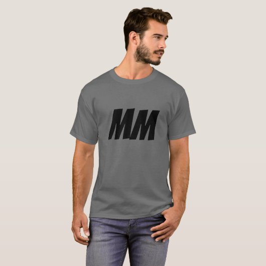 Monogram Initialen met eigen naam Modern Plain Min T-shirt (Voorkant volledig)