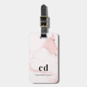 Monogram initialen met roze bruine marmer bagagelabel (Voorkant verticaal)