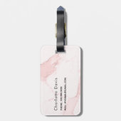 Monogram initialen met roze bruine marmer bagagelabel (Achterkant verticaal)