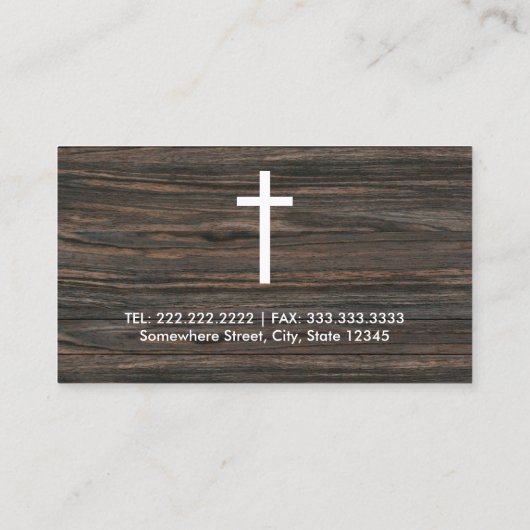 Monogram Initialen Metal & Wood & White Cross Visitekaartje (Achterkant)