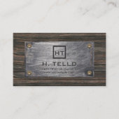 Monogram Initialen Metal & Wood & White Cross Visitekaartje (Voorkant)