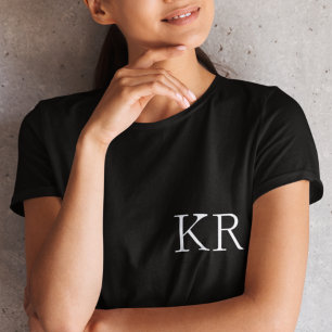 Monogram Initialen   Modern Black Elegant T-shirt