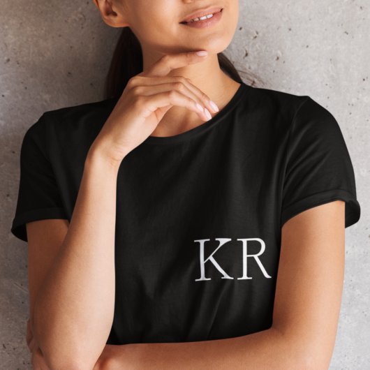 Monogram Initialen | Modern Black Elegant T-shirt