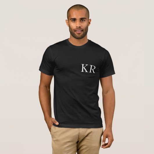 Monogram Initialen | Modern Black Elegant T-Shirt (Voorkant volledig)