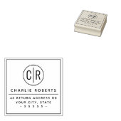 Monogram initialen modern minimaal retouradres rubberstempel (Gestempeld)