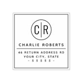 Monogram initialen modern minimaal retouradres rubberstempel (Afrduk)