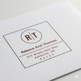 Monogram initialen modern minimal return adres ru rubberstempel