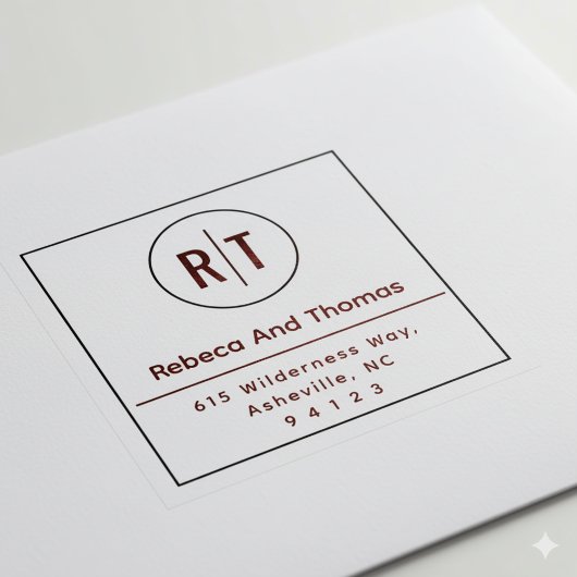 Monogram initialen modern minimal return adres ru rubberstempel