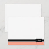 Monogram Initialen Moderne band koraaldoorsnede zw Notitiekaartje (Voorkant / Achterkant)