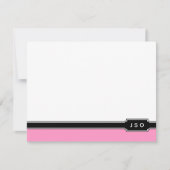 Monogram Initialen Moderne band Roze zwart Notitiekaartje (Voorkant)