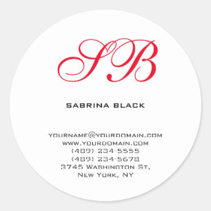 Monogram Initialen Naam Adres E-mail Telefoon Ronde Sticker