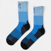 MONOGRAM INITIALEN NAAM BLAUWE GRADIËNTLIJN PATROO SOKKEN (Links)