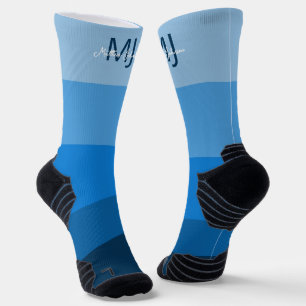 MONOGRAM INITIALEN NAAM BLAUWE GRADIËNTLIJN PATROO SOKKEN