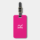 Monogram Initialen Naam Custom White Hot Pink Bagagelabel (Voorkant verticaal)