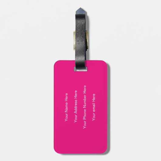 Monogram Initialen Naam Custom White Hot Pink Bagagelabel (Achterkant verticaal)