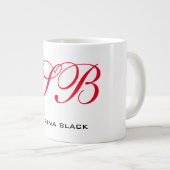 Monogram Initialen Naam Duidelijk Modern Minimalis Grote Koffiekop (Voorkant rechts)