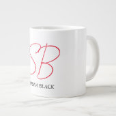 Monogram Initialen Naam Duidelijk Modern Minimalis Grote Koffiekop (Voorkant rechts)