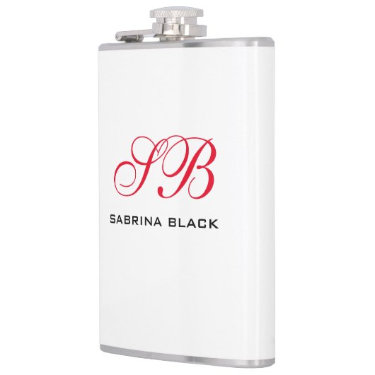 Monogram Initialen Naam Duidelijk Modern Minimalis Heupfles (Links)