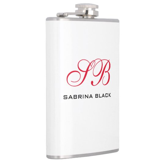 Monogram Initialen Naam Duidelijk Modern Minimalis Heupfles (Rechts)