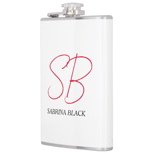 Monogram Initialen Naam Duidelijk Modern Minimalis Heupfles (Links)