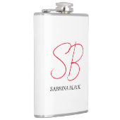 Monogram Initialen Naam Duidelijk Modern Minimalis Heupfles (Rechts)